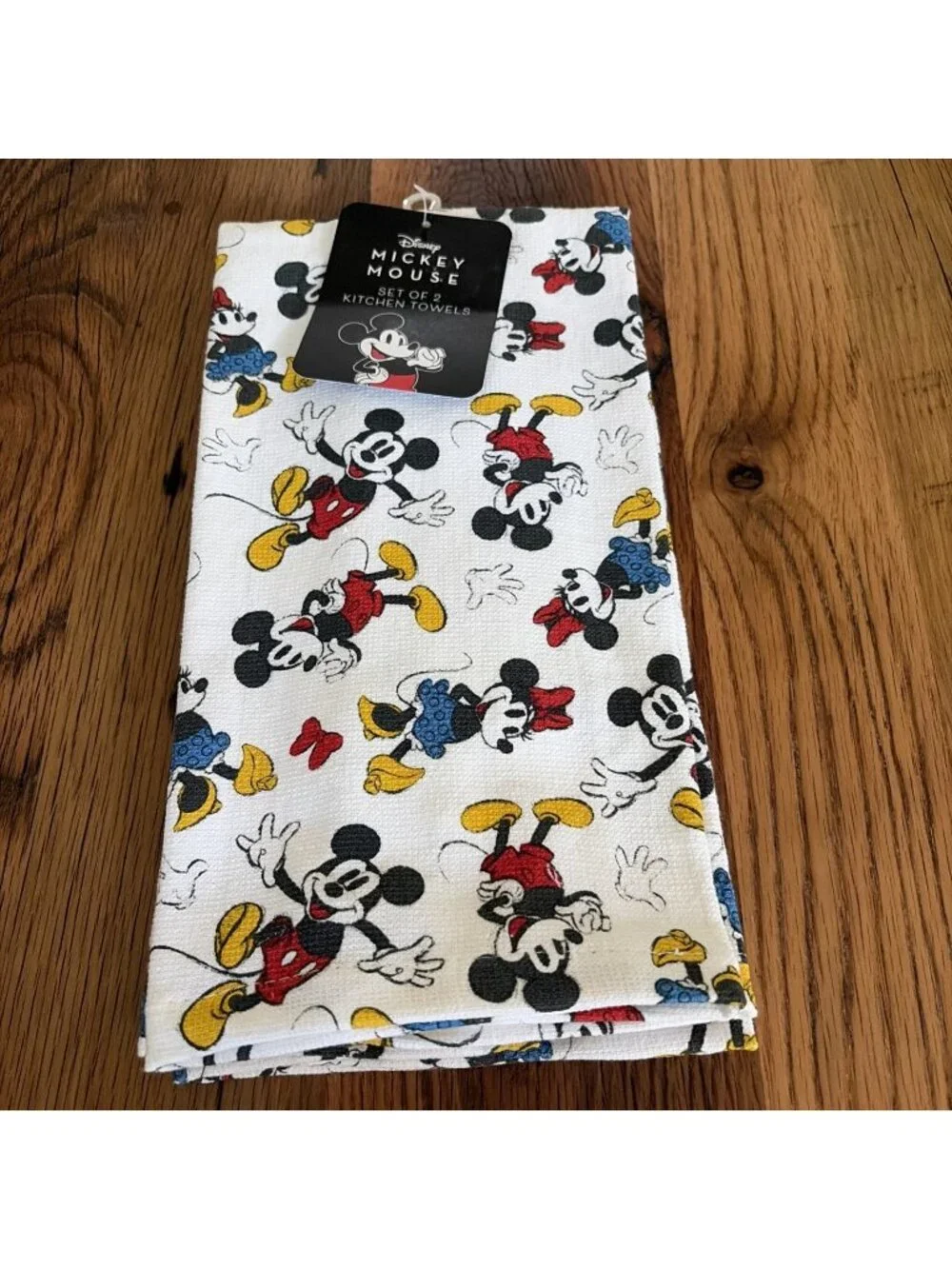 Disney Mickey & Minnie Mouse All Over Print Set Of 2 Kitchen Towels 16”x 26”